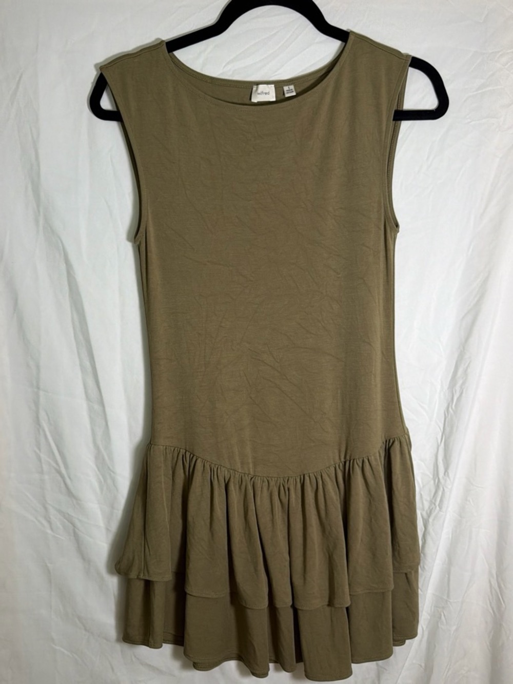 Wilfred Olive Sleeveless Ruffle-Hem Tank Dress
